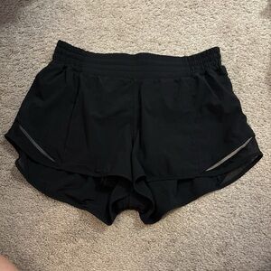 lululemon athletica hotty hot Black Women's Athletic Shorts with Reflective Trim